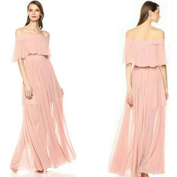 The PopulationViolet Off the Shoulder ChiffonGown - Picture 3 of 12